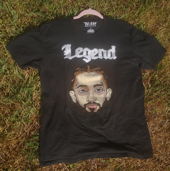 UNIQUE NIPSEY HUSSLE EMBROIDERED SHIRT FROM "RAW" OWN THE NOW BRAND SIZE L - Picture 1 of 12